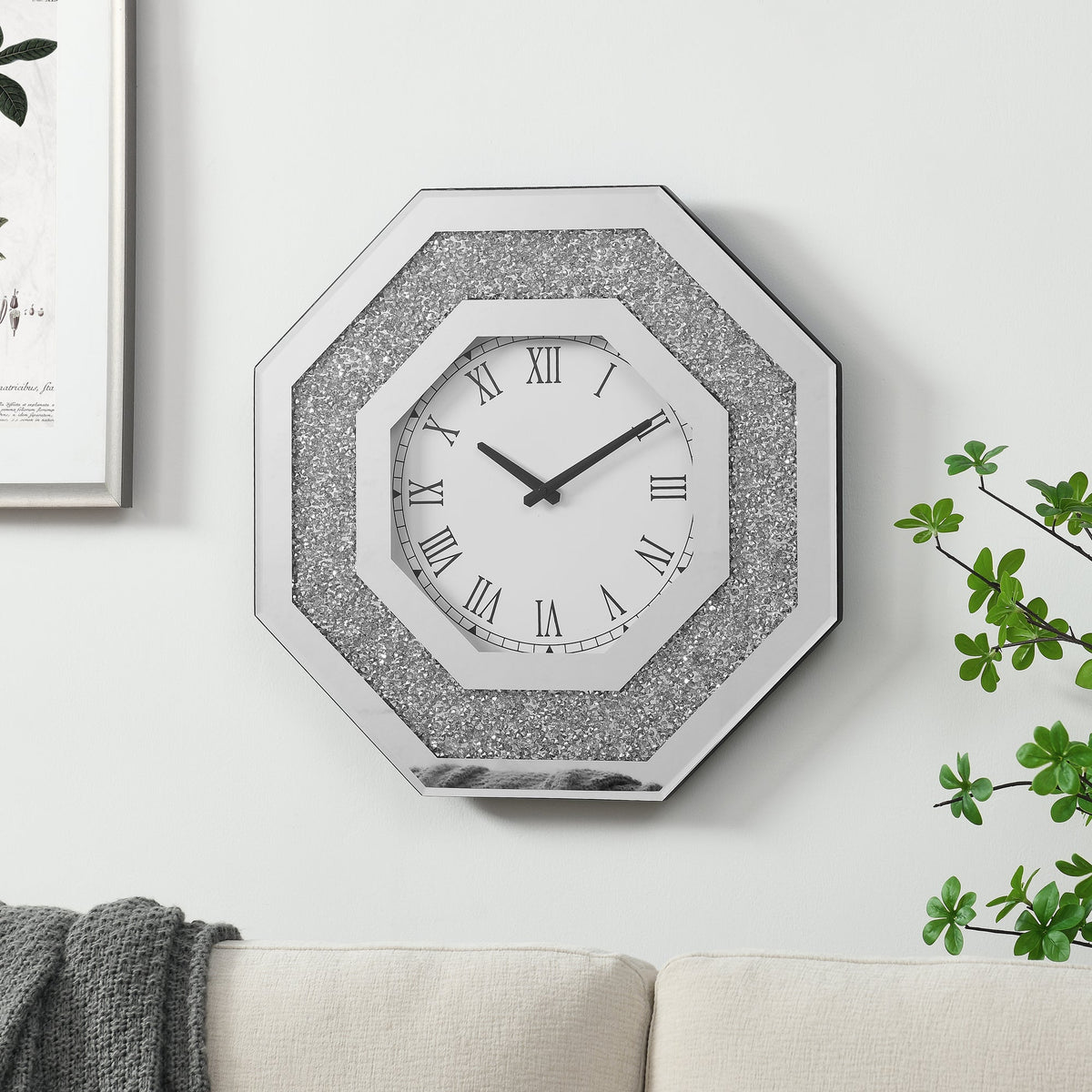 Octagonal Mirror Wall Clock