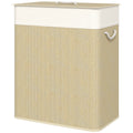 Bamboo double laundry hamper in natural wood - view 5