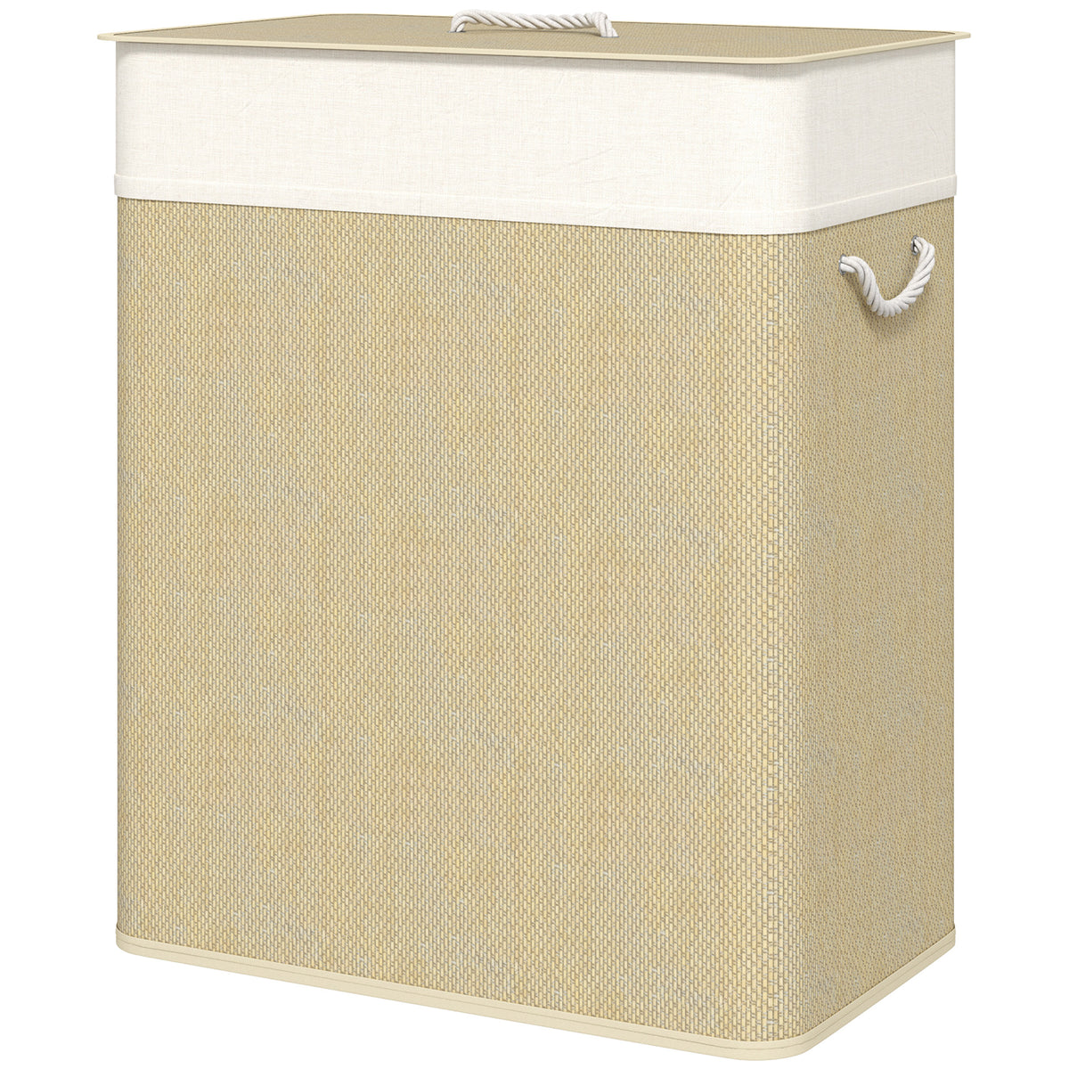 Bamboo double laundry hamper in natural wood - view 5