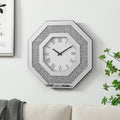 Octagonal silver mirror wall clock - view 2