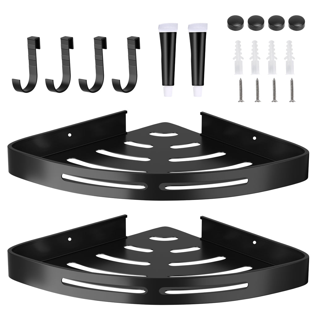 Black corner shower caddy shelf, 2 pack - view 3