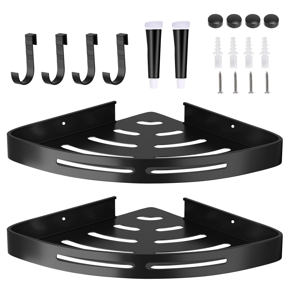 Black corner shower caddy shelf, 2 pack - view 3