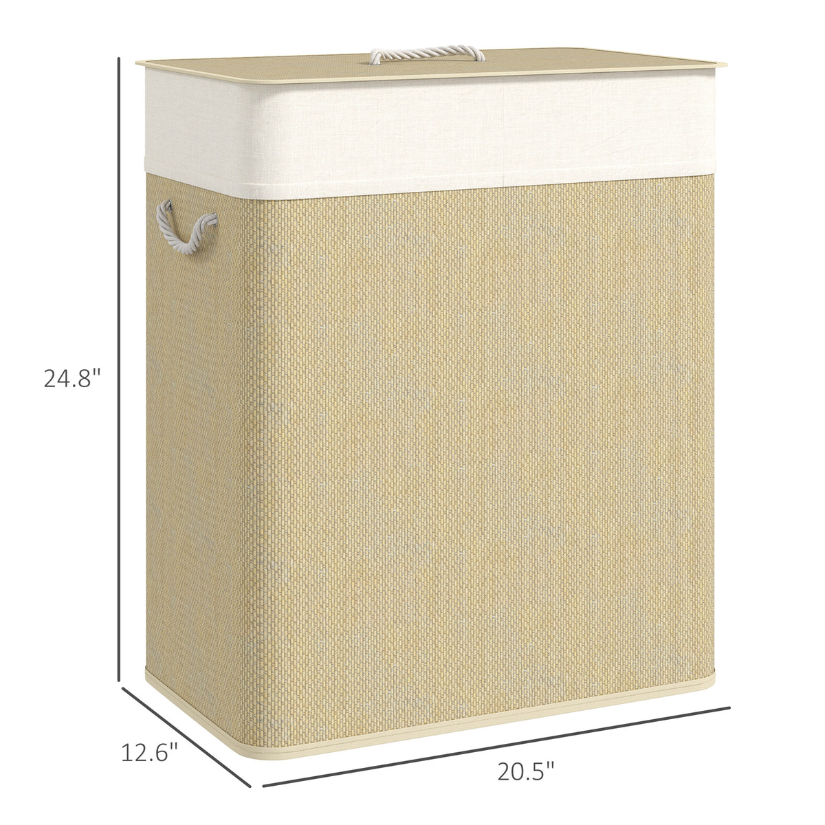 Bamboo double laundry hamper in natural wood - view 3