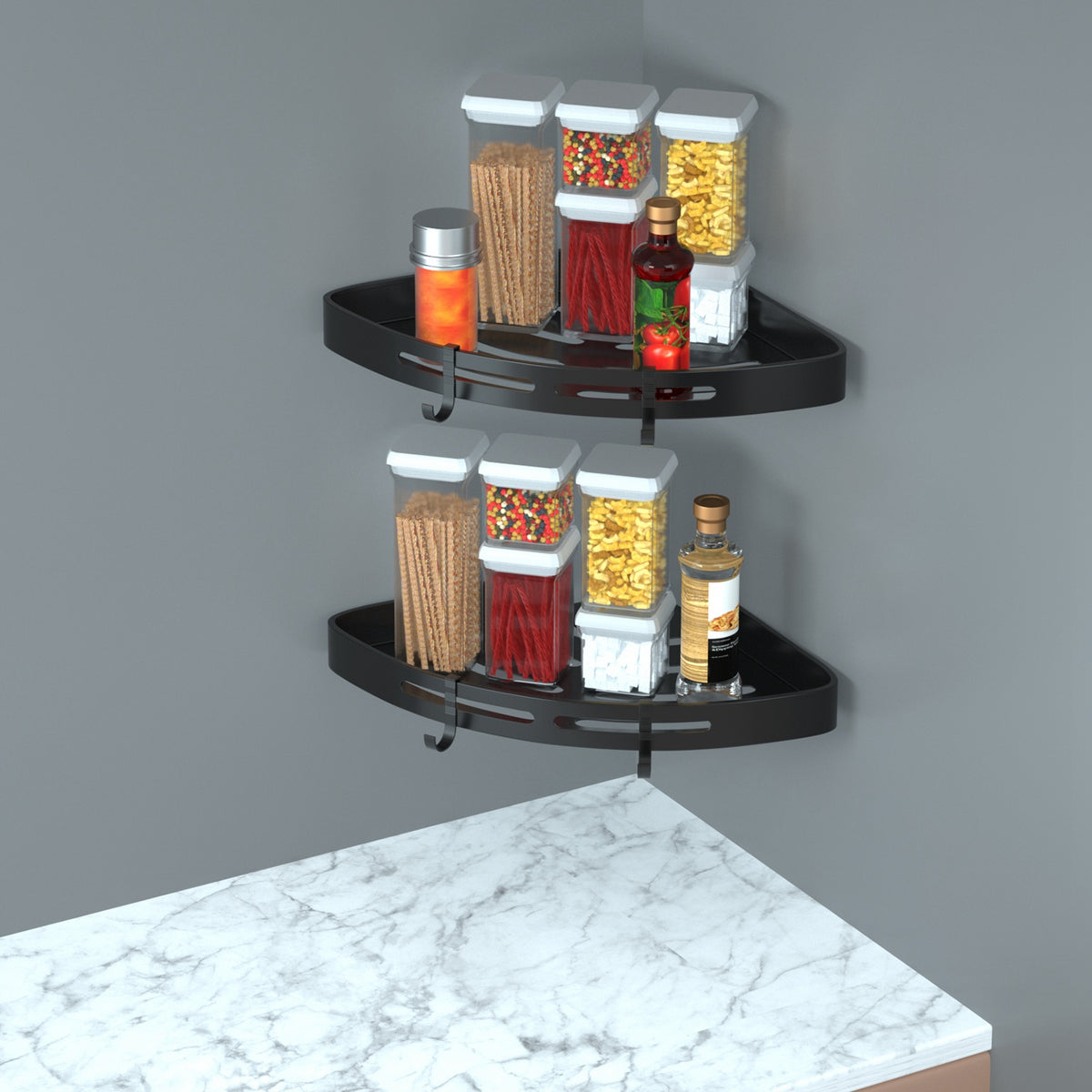 Black corner shower caddy shelf, 2 pack - view 2