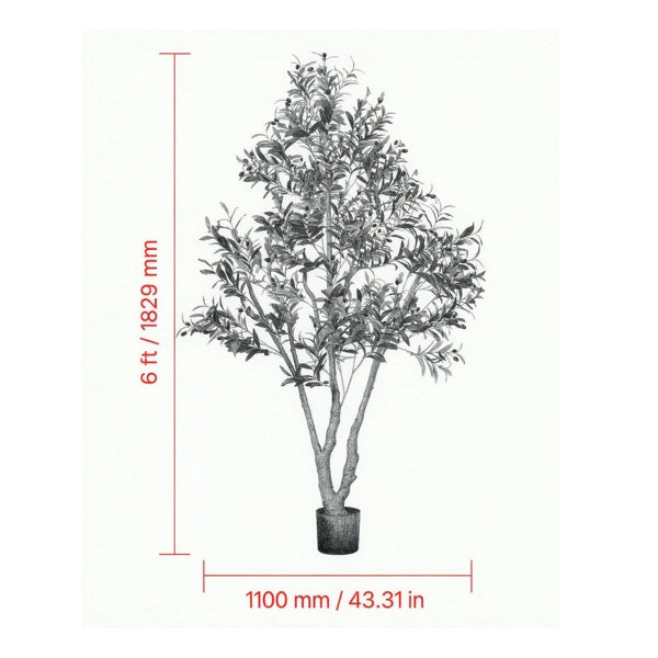 6ft artificial olive tree with a natural wood trunk - view 5