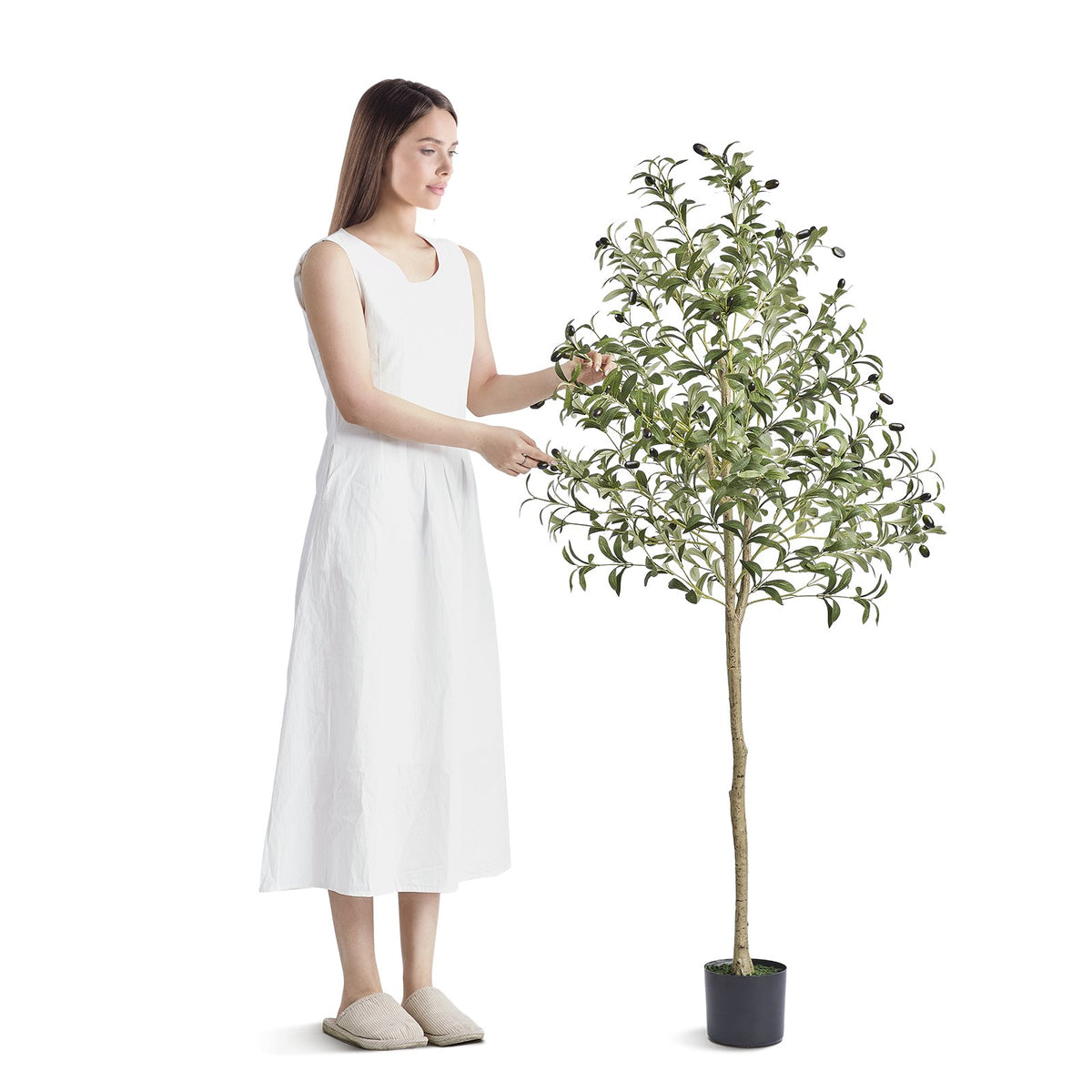 5ft artificial olive tree with a weighted base - view 5