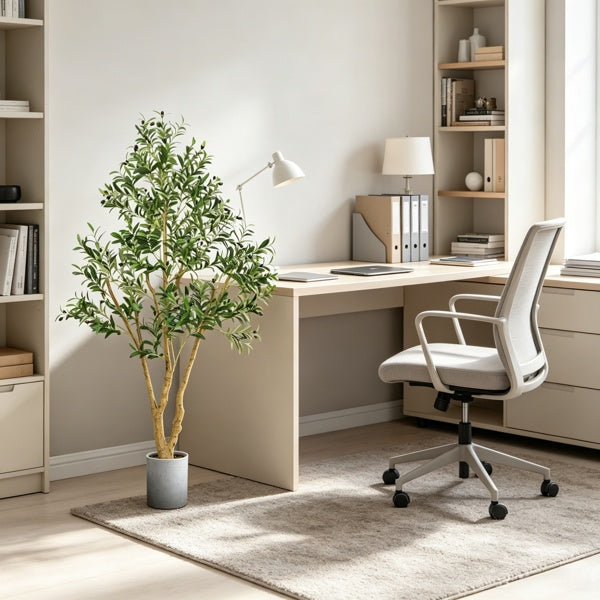 6ft artificial olive tree with a natural wood trunk - view 6