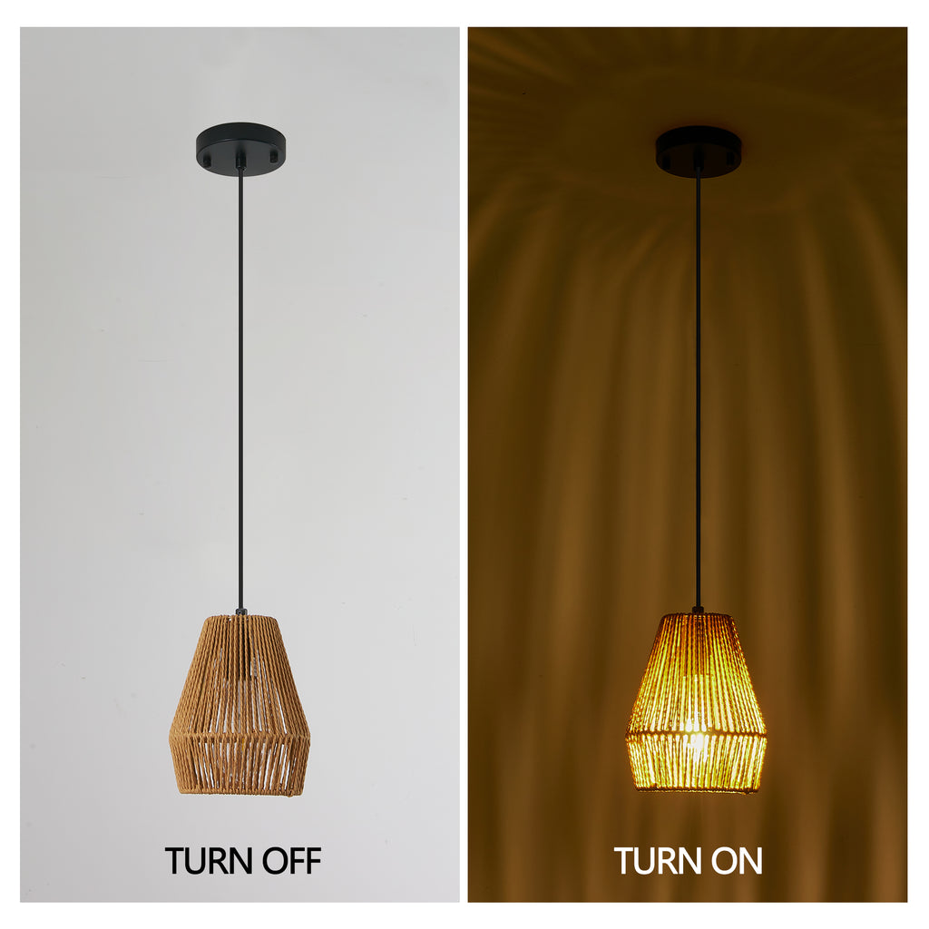 Set of 3 hand-woven hemp rope pendant lights - view 5