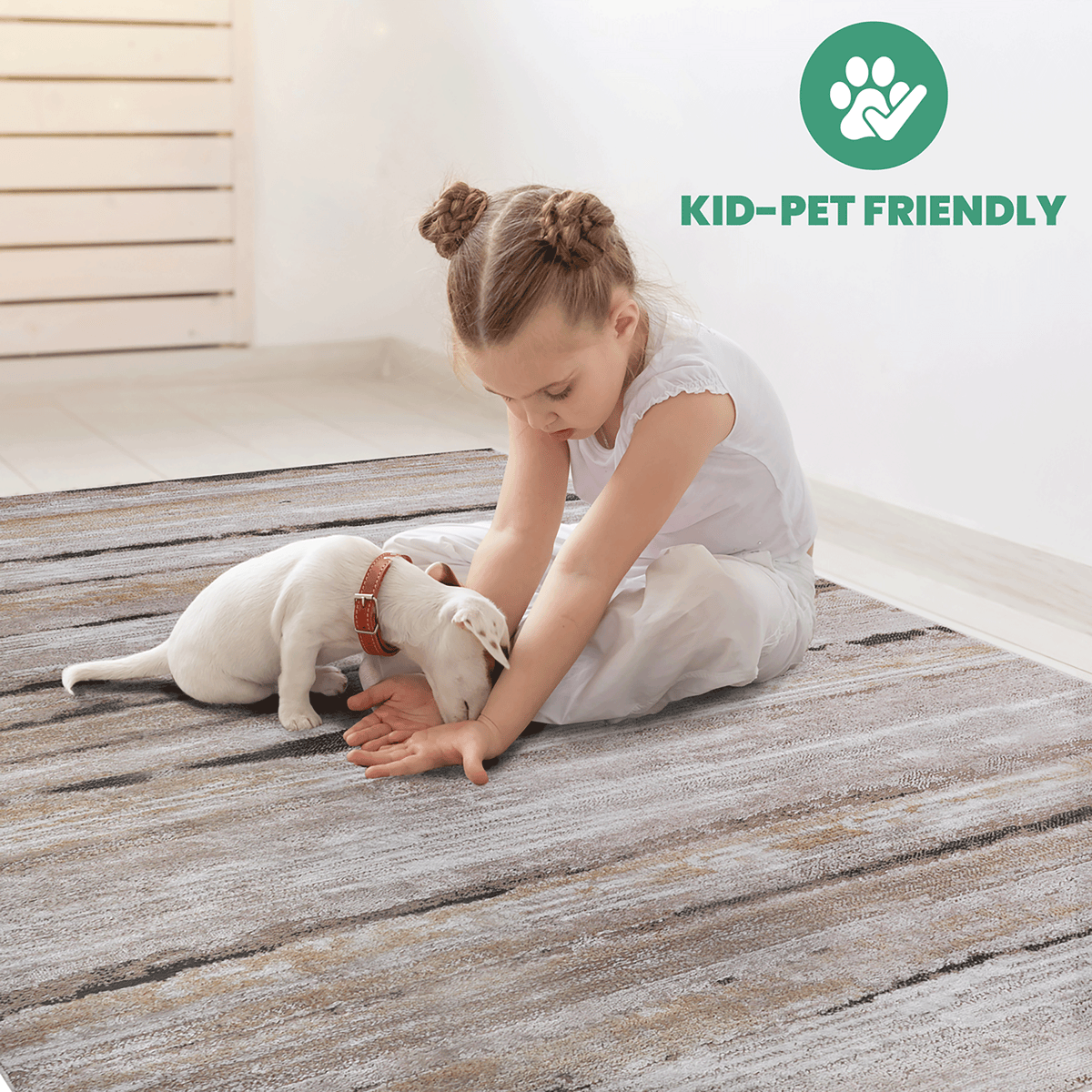 Brown striped doormat rug - view 4