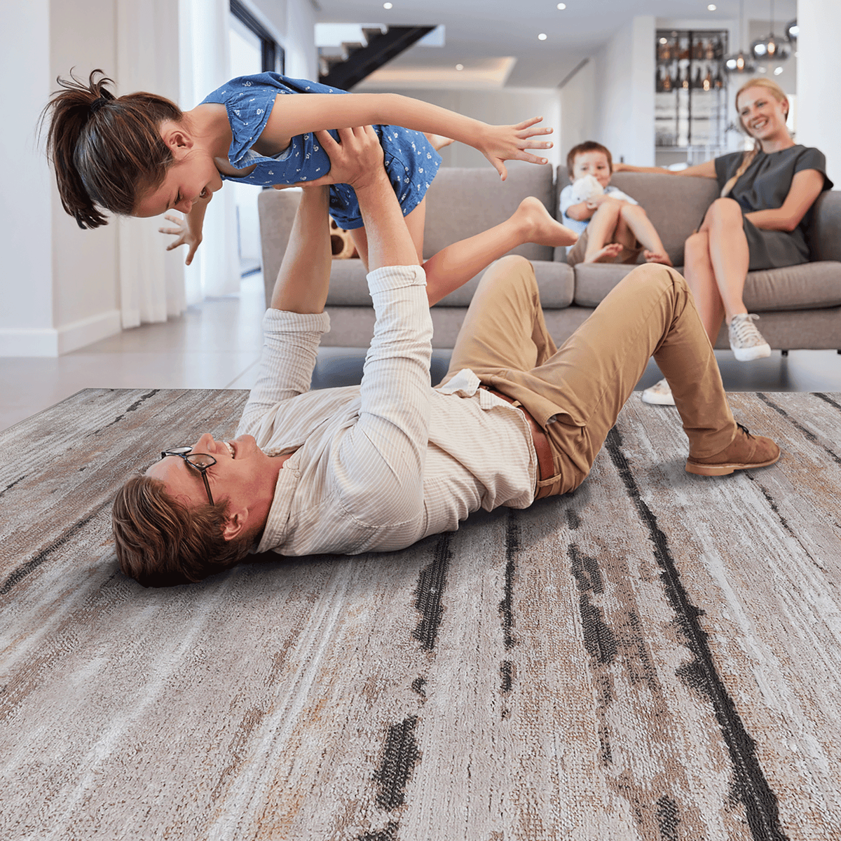 Brown striped doormat rug - view 5
