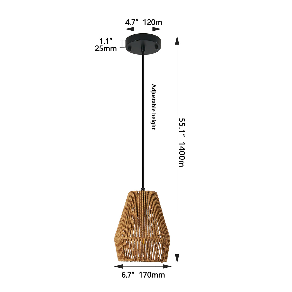 Set of 3 hand-woven hemp rope pendant lights - view 3