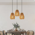 Set of 3 hand-woven hemp rope pendant lights