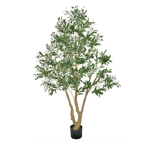 6ft artificial olive tree with a natural wood trunk - view 2