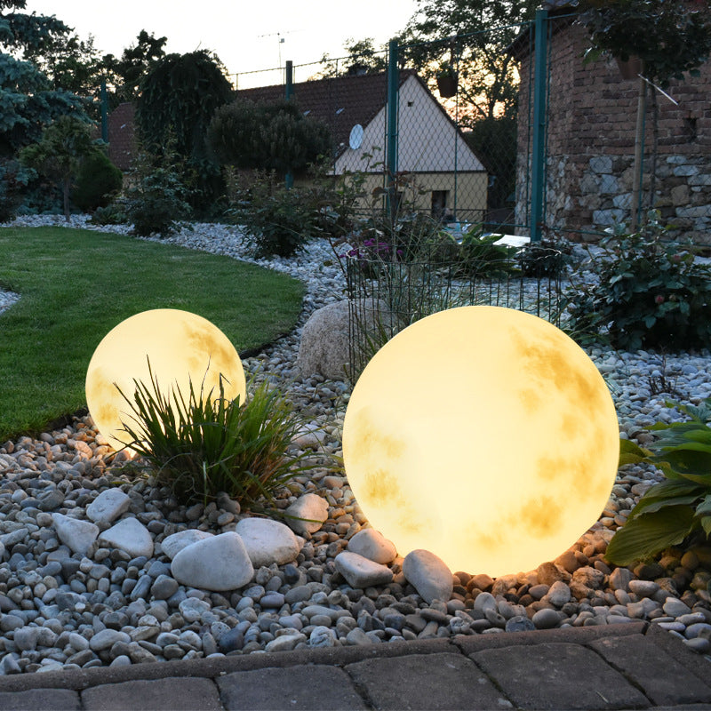 Moon globe outdoor light, spherical lamp with moon-surface texture