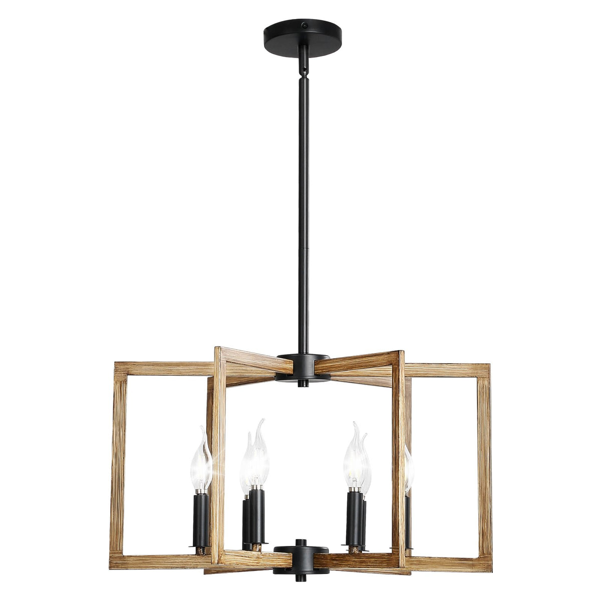 21.6 inch 6-light chandelier in a weathered wood finish
