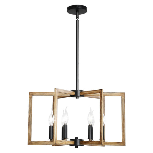 21.6 inch 6-light chandelier in a weathered wood finish