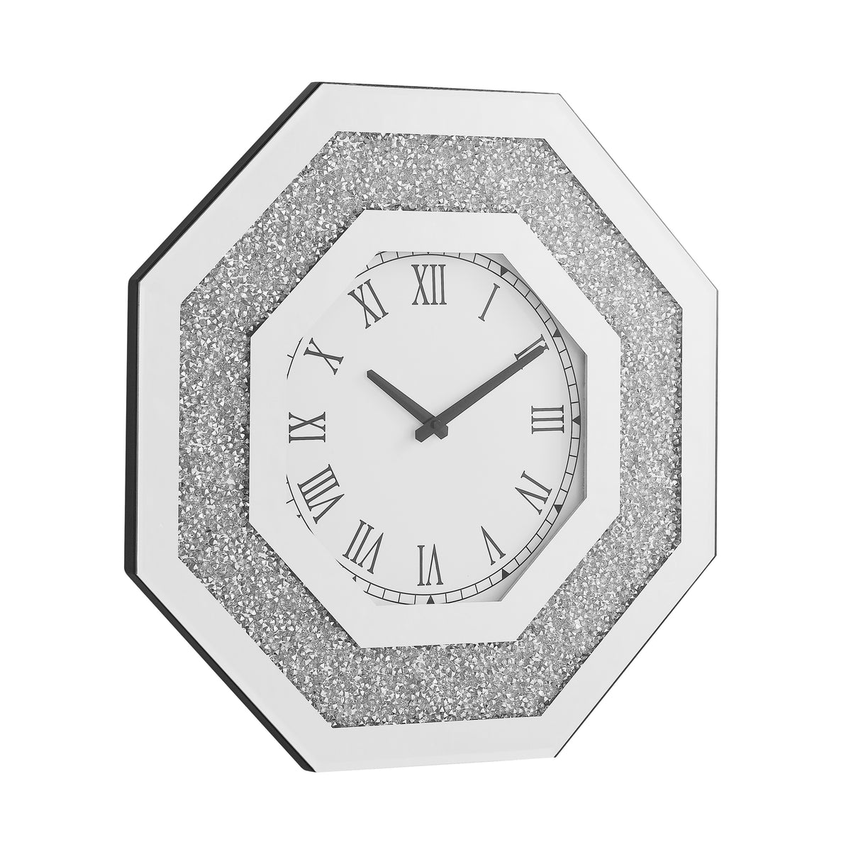 Octagonal silver mirror wall clock - view 5