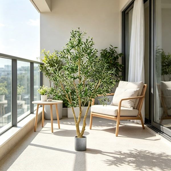 6ft artificial olive tree with a natural wood trunk - view 4