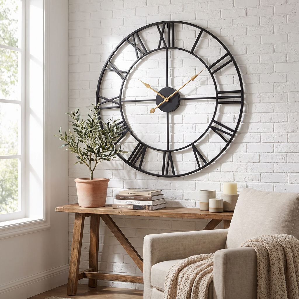 Black Roman numeral wall clock