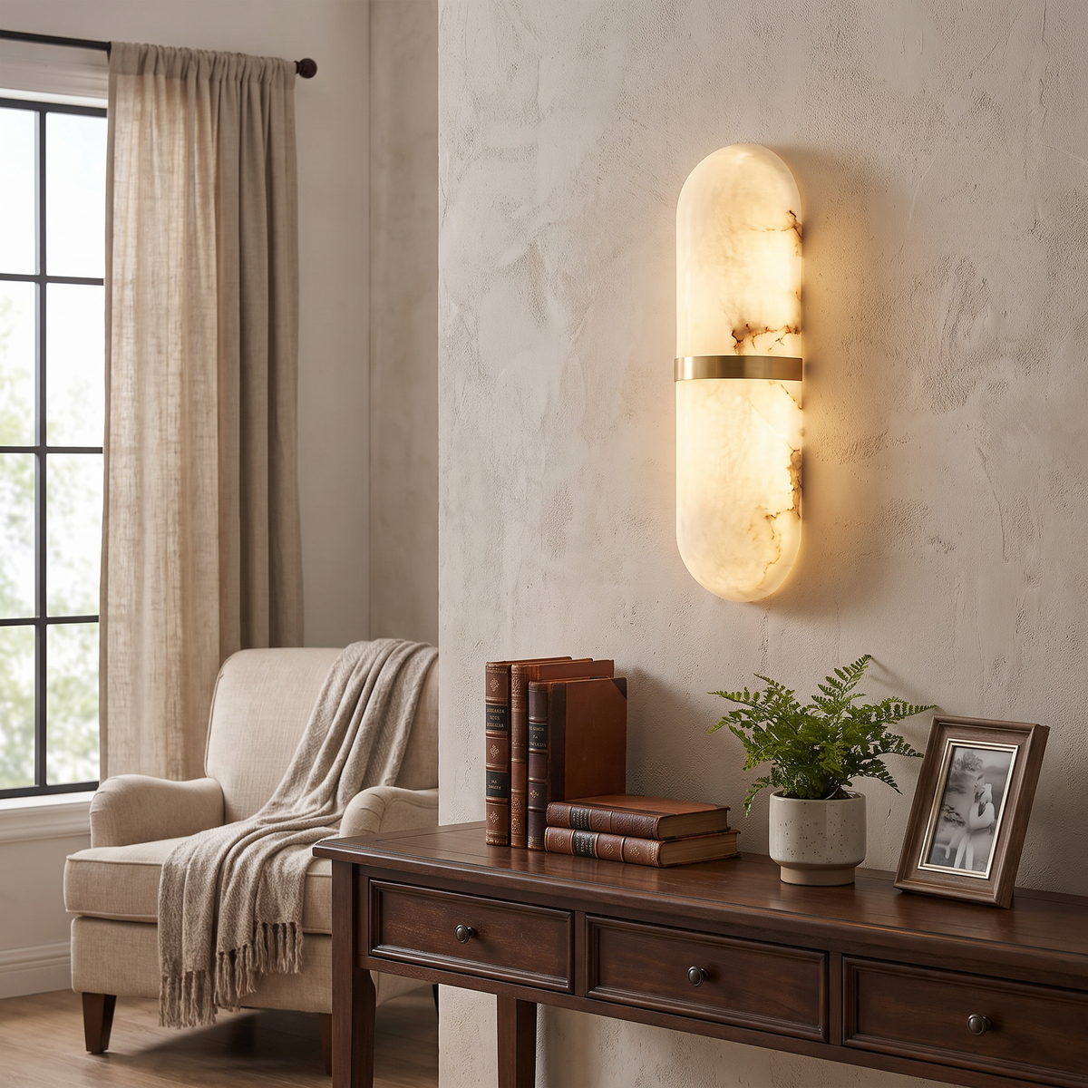 Marble and Iron Wall Lamp