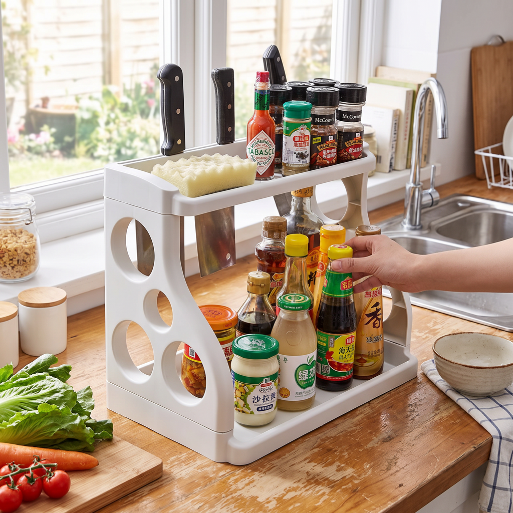 Folding kitchen storage rack