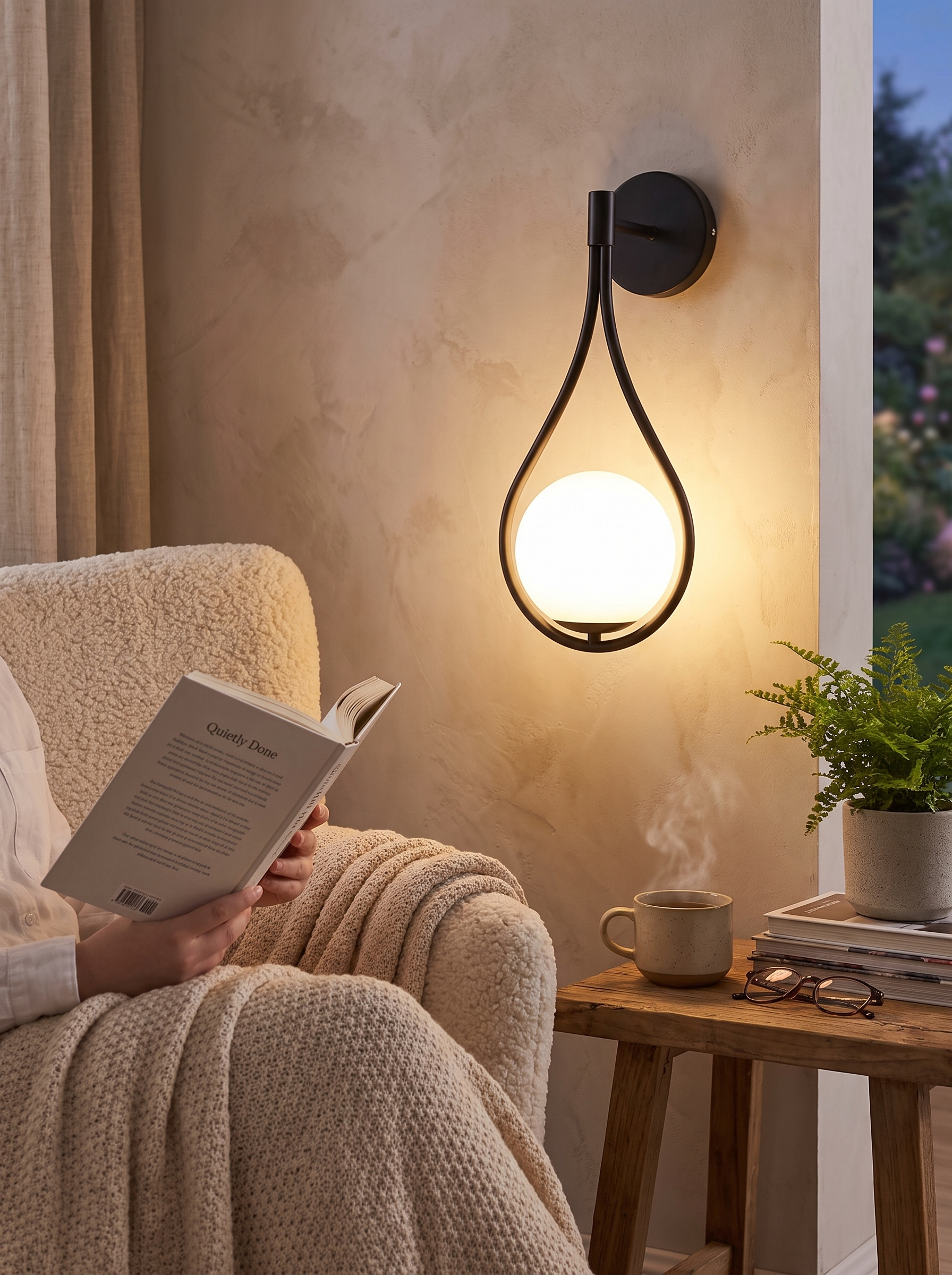 Nordic Bedside Wall Lamp in black and gold finishes on a bedroom wall