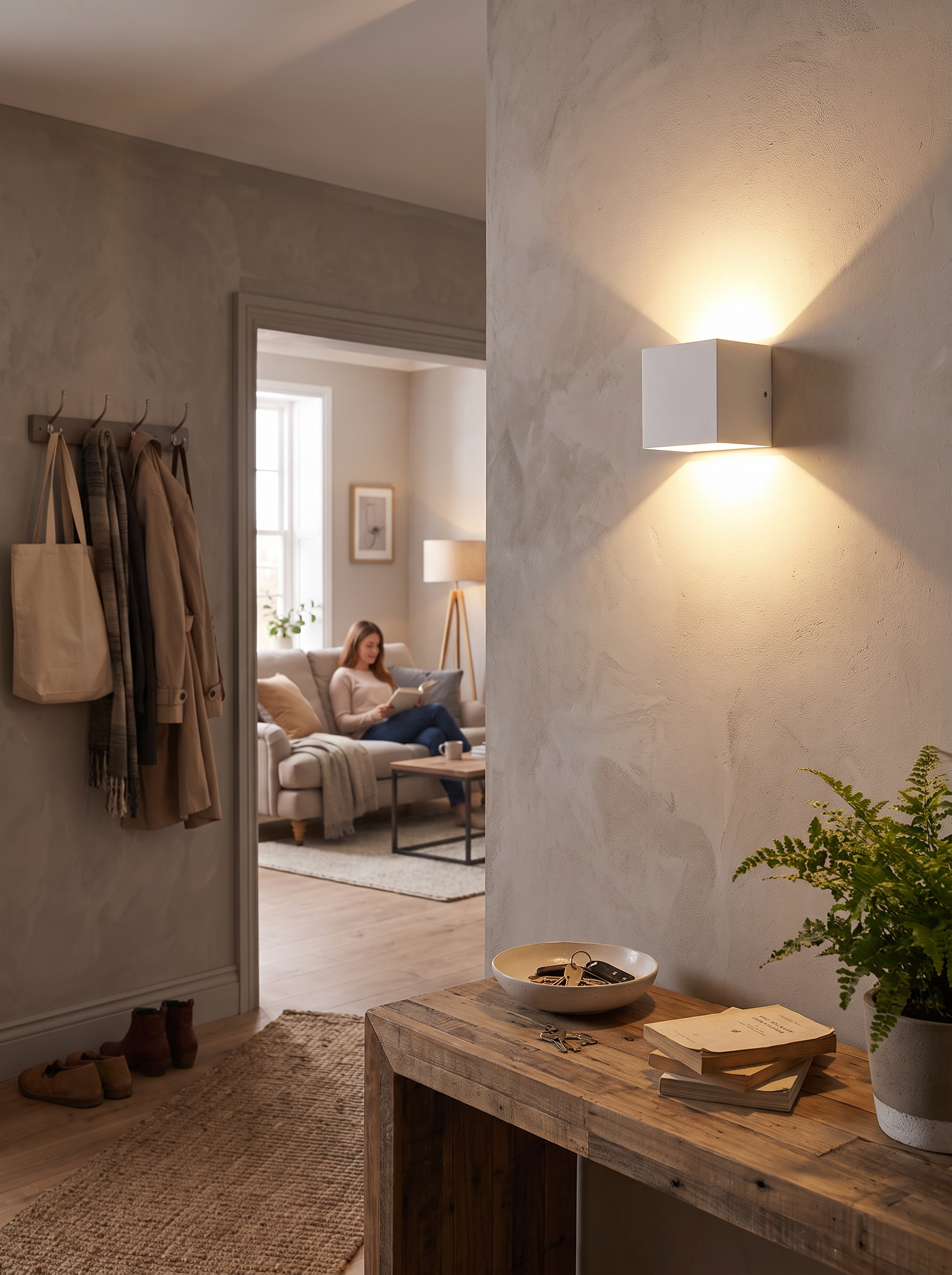 Nordic Wave Wall Light mounted in a slim hallway