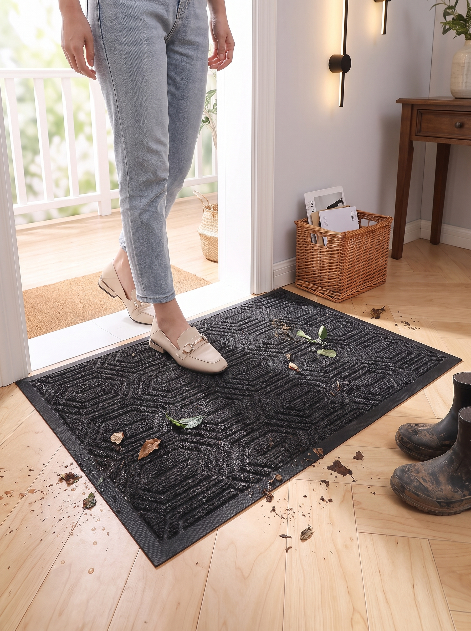 Tango Non-Slip Doormat gripping a tiled hallway floor