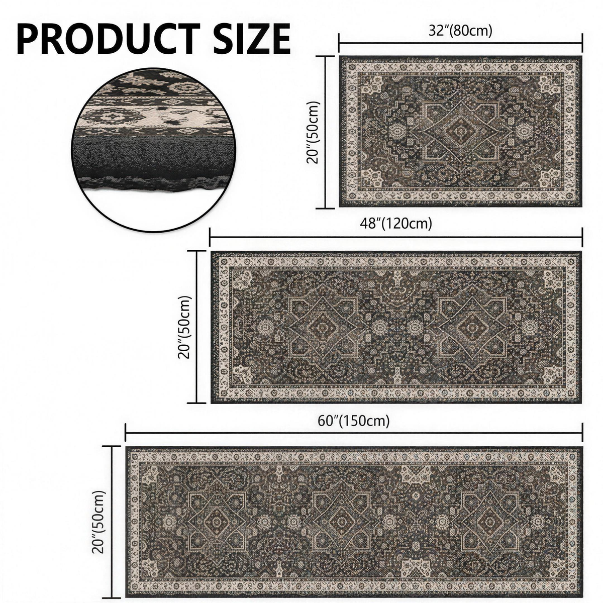 Boho kitchen rug, set of 3 - view 9