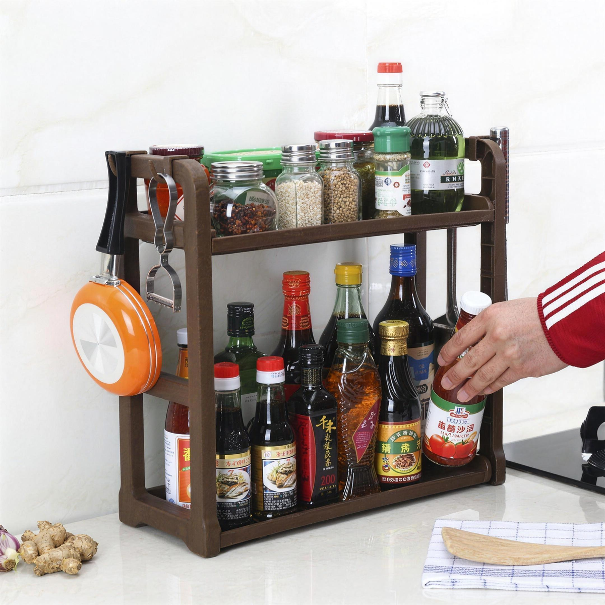 Folding kitchen storage rack - view 3