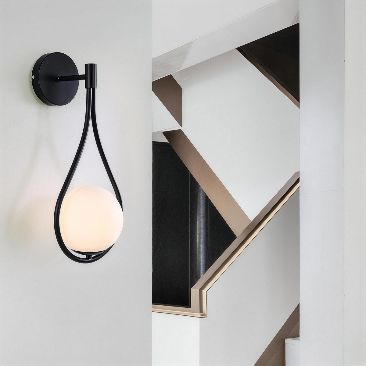 Nordic bedside wall lamp with milk white glass shade - view 6