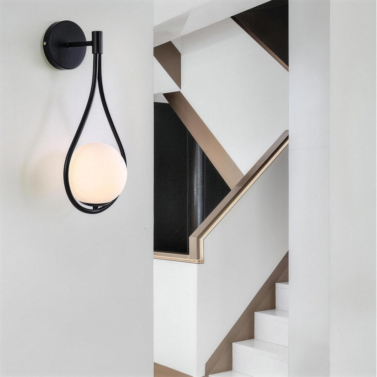 Nordic bedside wall lamp with milk white glass shade - view 8