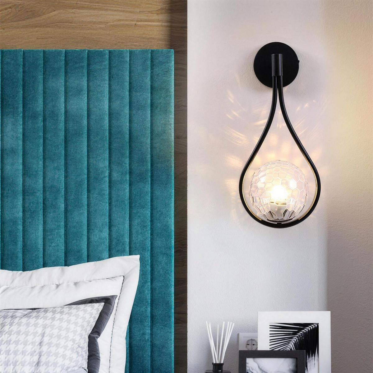 Nordic bedside wall lamp with milk white glass shade - view 9